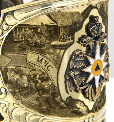 Набор для чая "МЧС" (3 пр.) дерев.футляр, хруст.стакан( знак+лазерная гравировка),ложка-нерж.грав. фото 5
